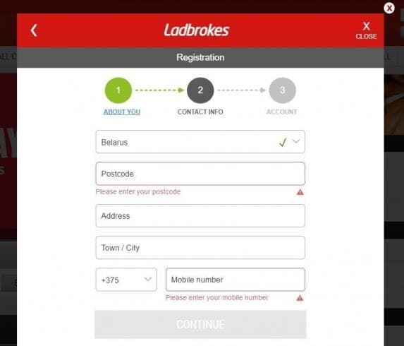 Регистрация Ladbrokes 