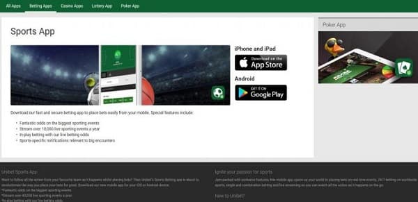 мобильные приложения Unibet