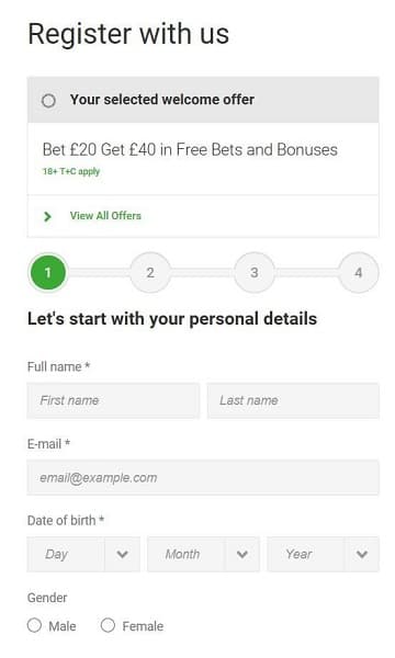 регистрация Unibet