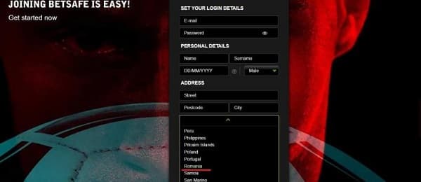 Регистрация бетсейф