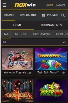 Noxwin мобильная версия