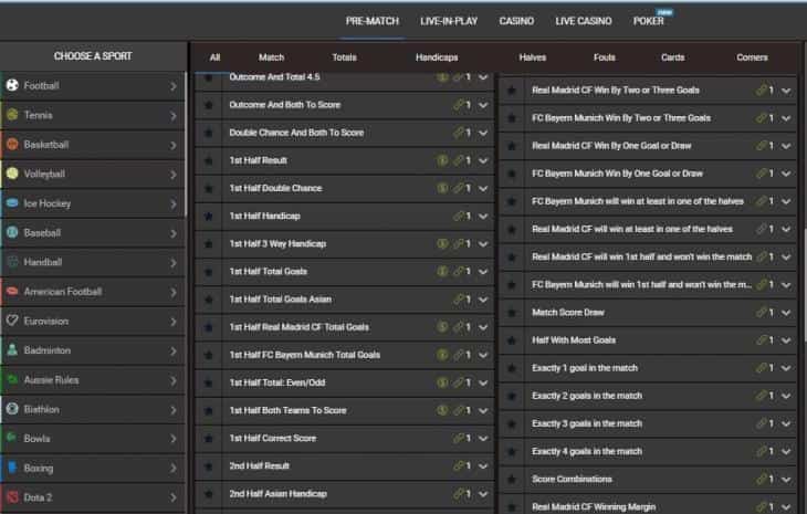 линия на сайте bet2U 