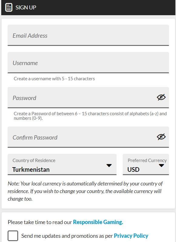 пример формы регистрации