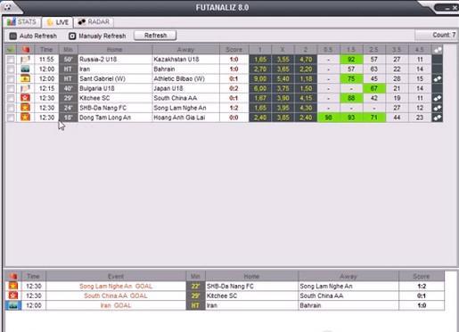 FutAnaliz интерфейс
