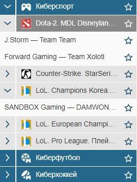 Киберспорт в линии