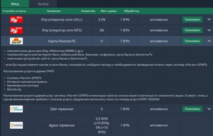 депозит бизон