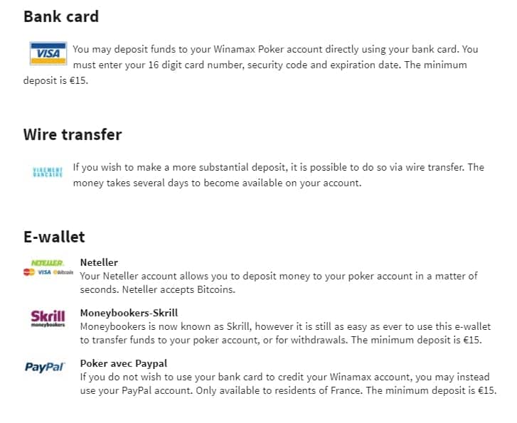 платёжные средства винамакс