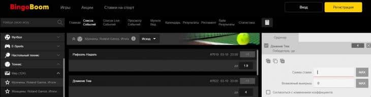 Сделать ставку бинго бум