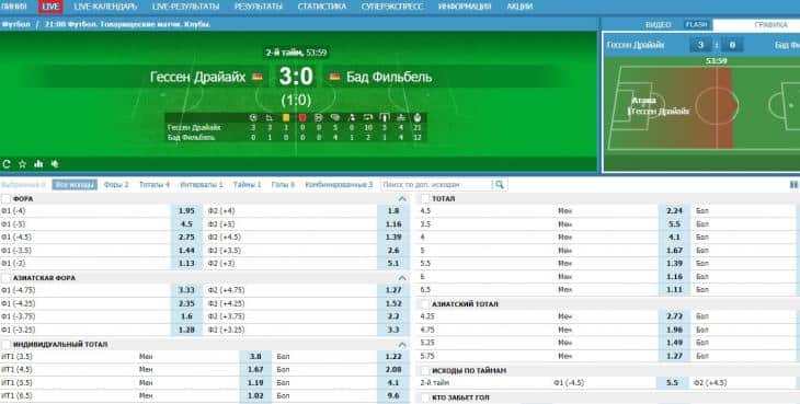 Live букмекера